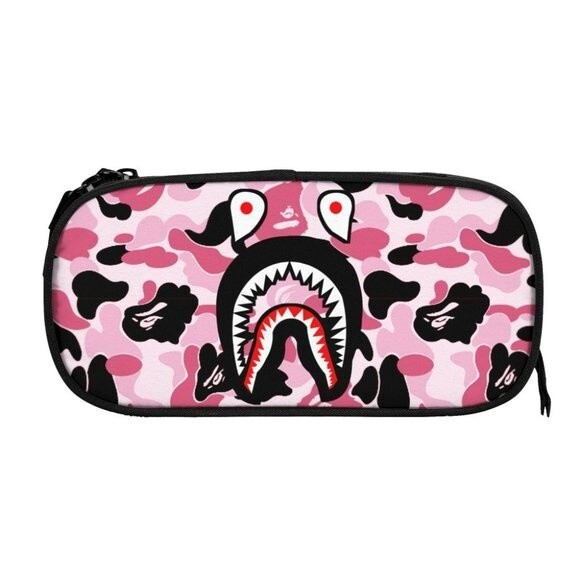 NWOT Camouflage Shark Camo Pencil Case for Boys Girls Kids Teen Pen Bag Box Pink - Picture 7 of 7